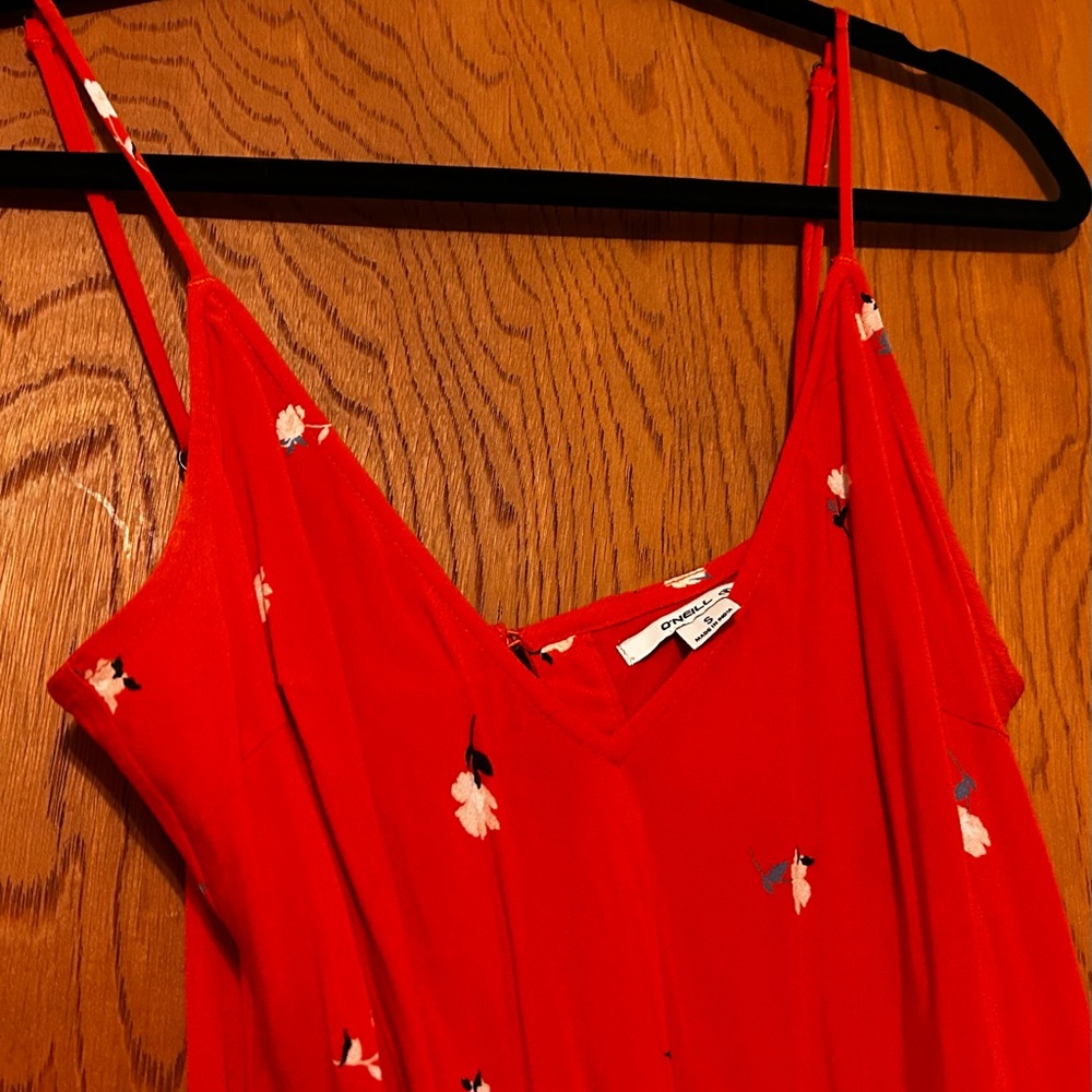 O’Neil Bright Red Floral Spaghetti Strap Dress